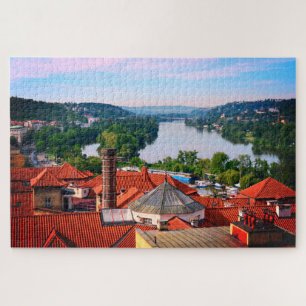 Prague Rooftops, Blick auf den Fluss Vltava /Vyšeh
