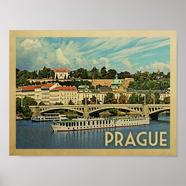 Prague Vintage Travel Poster (Vorne)