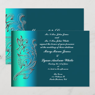 Prägung Aqua klassische Hochzeitseinladung Einladung