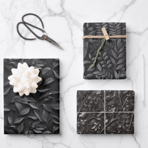 Prägungen in Schwarz Geschenkpapier Set