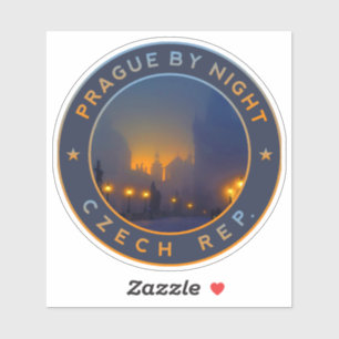 Praha bei Nacht. Tschechische Republik Prag Aufkleber