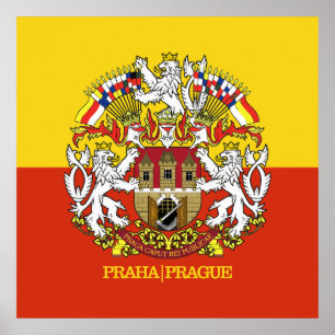 Praha (Prague) Flag & COA Poster