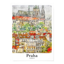 Praha Tschechische Kunst Reisen Wasserfarbe Handge