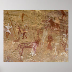 Prähistorische Felsgemälde, Akakus, Sahara Poster