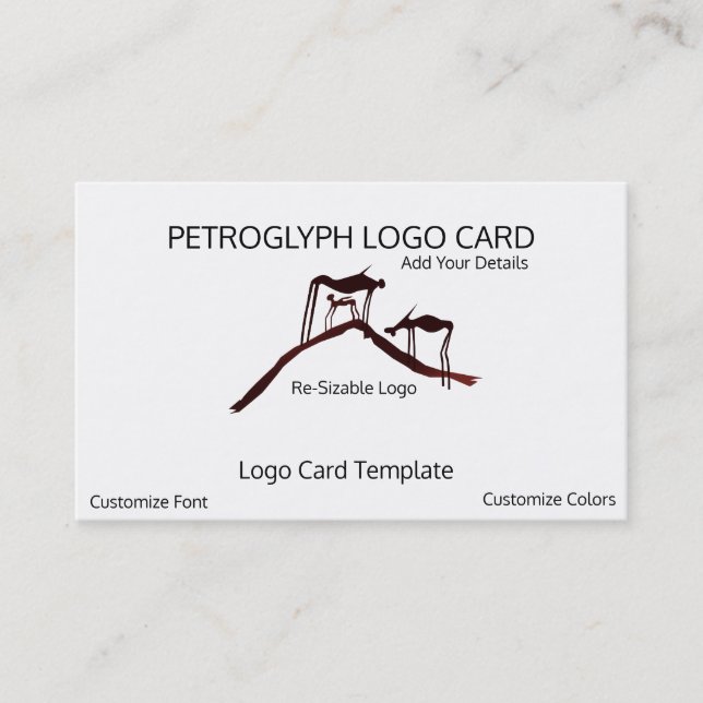 Prähistorische Petroglyph-Tiere - Symbol-Logo Visitenkarte (Vorderseite)