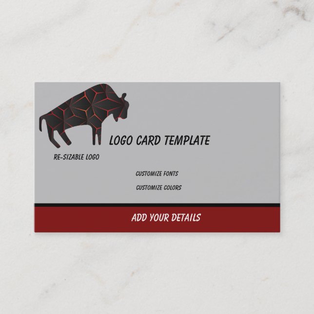 Prähistorische Tiere Bull BIson Logo Visitenkarte (Vorderseite)