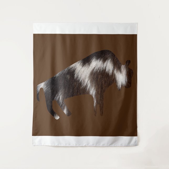 Prähistorische Tiere Furry Bull Wandteppich (Vorderseite)