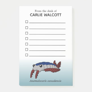 Prähistorische tierische Anomalocarine mit Checkli Post-it Klebezettel
