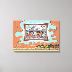 Prähistorische Witzbolde Satirischer Humor 24x16 Leinwanddruck