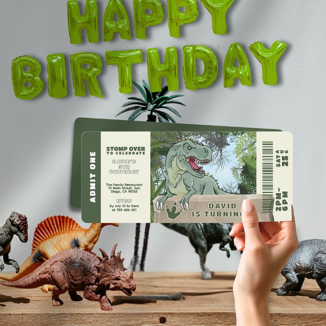 Prähistorischer Dschungel T-rex Dinosaur Thema Geb Einladung (Prehistorical Jungle T-rex Dinosaur Theme Birthday Invitation)