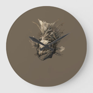 Prähistorischer Fisch-Schädel-Grunge-Dunkle Kunst Große Wanduhr