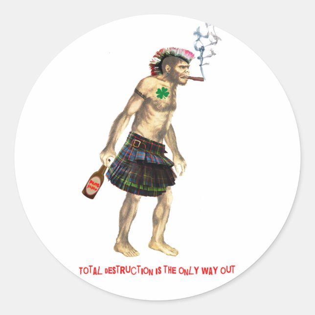 prähistorischer Punk-Felsenmann Runder Aufkleber (Vorderseite)
