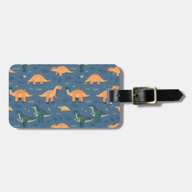 Prähistorisches Muster für Rex-Dinosaurier Gepäckanhänger (Vorderseite horizontal)