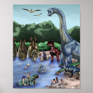 Prähistorisches Wasserloch Poster