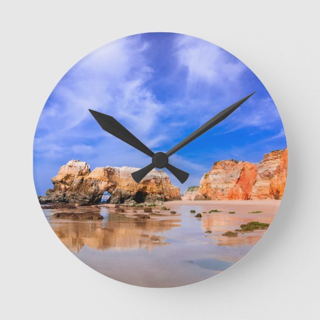 Praia da rocha Portugal Runde Wanduhr (Vorderseite)