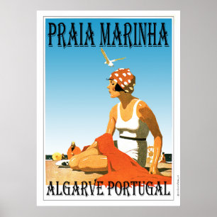 Praia Marinha Strand, Plakat Algarves Portugal