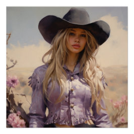 Prairie Blossoms: Cowgirl Wall Art Poster