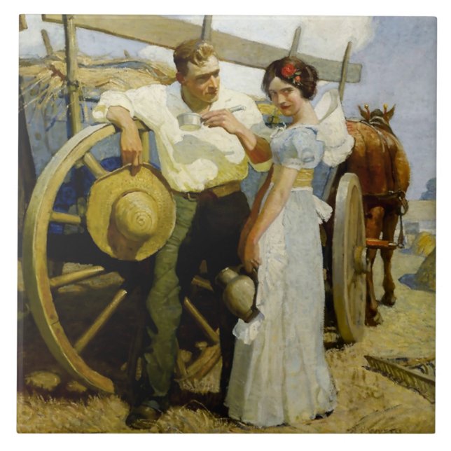 “Prairie Couple and Wagon” by NC Wyeth Fliese (Vorderseite)