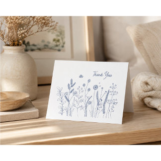 Prairie de fleurs sauvages minimaliste Merci Bleu