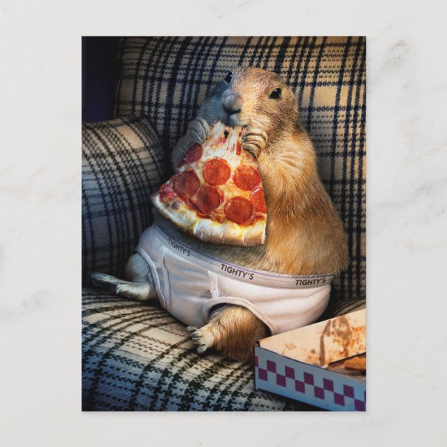 Prairie Dog Eating Pizza Einladungspostkarte (Vorderseite)