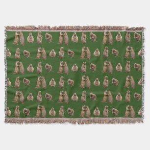 Prairie Dog Frenzy Throw Blanket (dunkelgrün) Decke