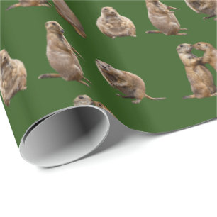 Prairie Dog Frenzy Wrapping Paper (Dunkles Grün) Geschenkpapier