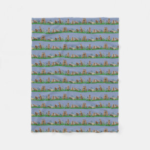 Prairie Dog Meadow Fleece Blanket (Light Blue)