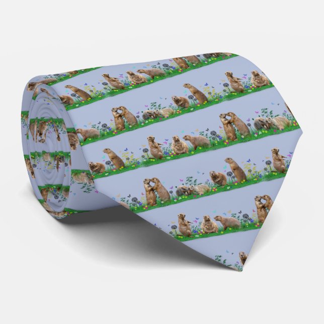 Prairie Dog Meadow Krawatte (Light Blue) (Gerollt)
