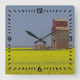 Prairie Elevator Landscape Square Uhr