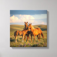 Prairie-Familie – Pferde & Fohlen beim Sonnenunter