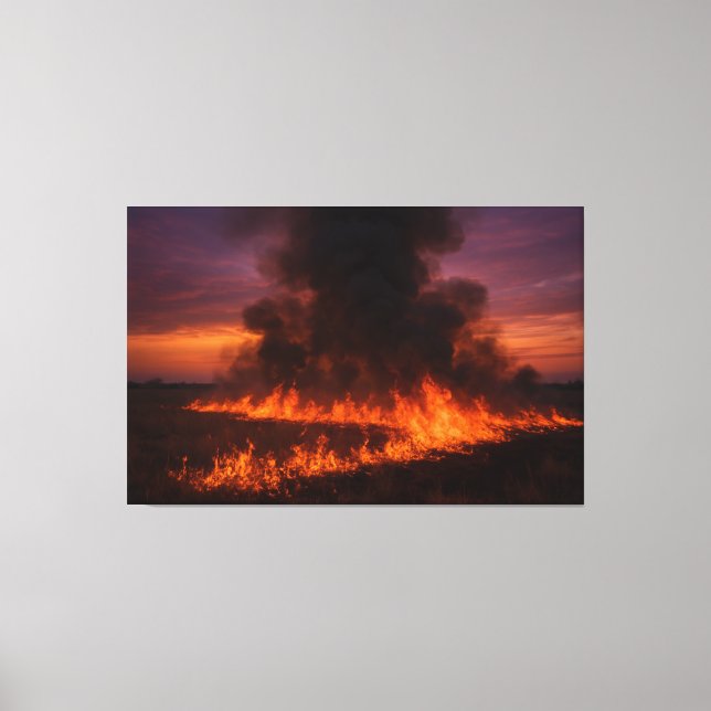 Prairie Fire Dramatic Texas Landscape Print Leinwanddruck (Vorderseite)