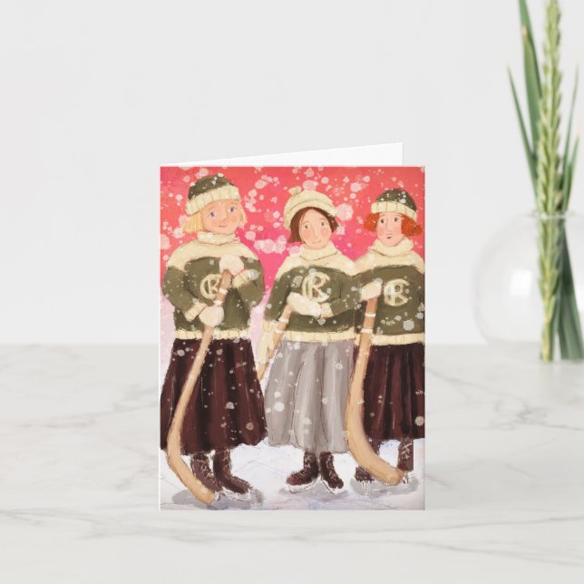 Prairie Girls im Winter 3 Feiertagskarte (Vorderseite)