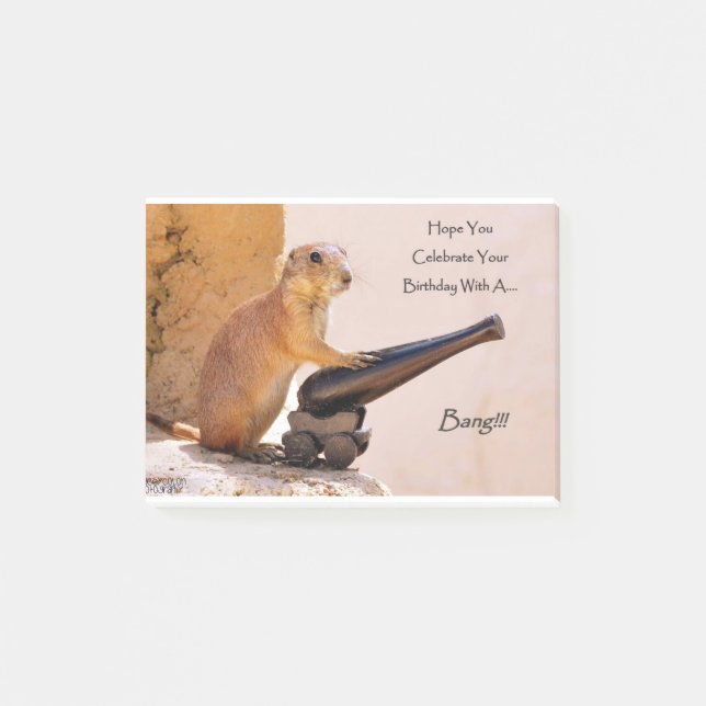 Prairie Hund - lustig - Happy Birthday Post-it Klebezettel (Vorderseite)