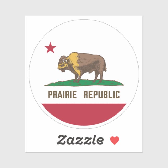 Prairie Republic Bison Flag Große Ebenen Aufkleber (Blatt)