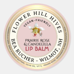 PRAIRIE ROSE Candelilla cire Lip Balm Étiquette