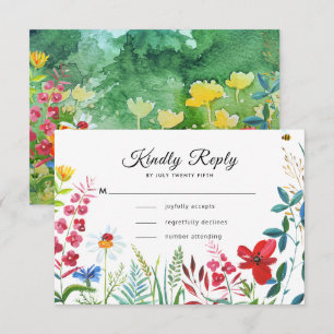 prairie sauvage Cartes RSVP de Mariage Forêt Été