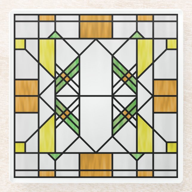 Prairie School Style Interpretation Nr. 2 Glasuntersetzer (Vorderseite)