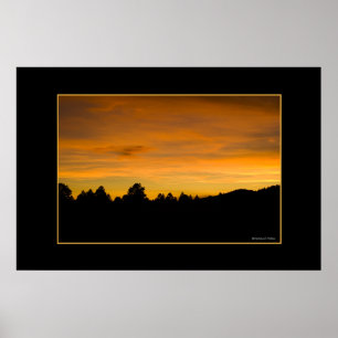 Prairie Sunset Treeline Silhouette Fotografie Poster