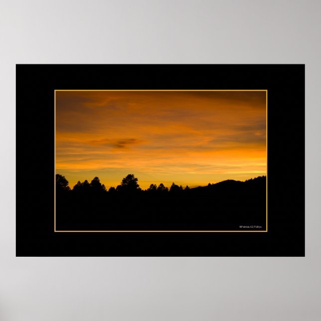 Prairie Sunset Treeline Silhouette Fotografie Poster (Vorne)