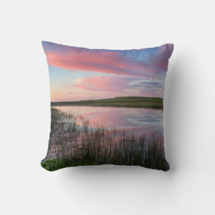 Prairie-Teich spiegelt brillante Sonnenaufgangswol Kissen