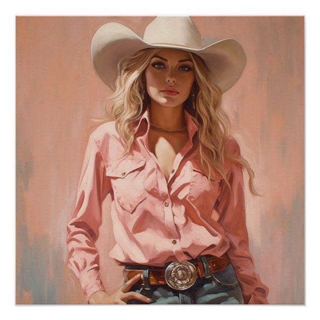 Prairie Whispers: Cowgirl Wall Art Poster (Vorderseite)