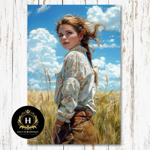 Prairie-Wildflower-Mädchen-Dekupage Seidenpapier
