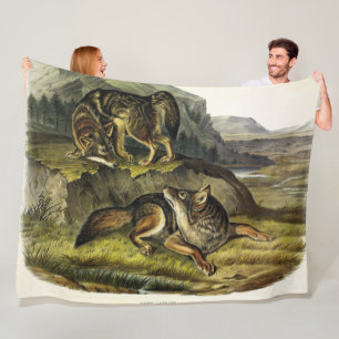 Prairie Wolf (Coyote) von Audubons Quadrupeds Fleecedecke