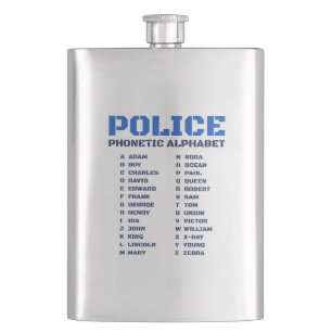 Praktische Polizei Phonetik A bis Z Alphabet Flachmann