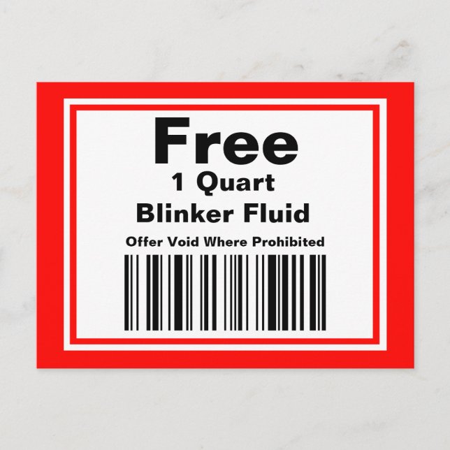 Praktischer Joke Blinker Fluid Coupon Postkarte (Vorderseite)