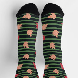 Praktisches Muster Leaf und Streifen Grün Socken