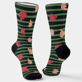 Praktisches Muster Leaf und Streifen Grün Socken