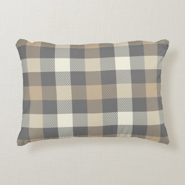 Praktisches rustikales Gingham Tartan kariert Grau Dekokissen (Vorderseite)
