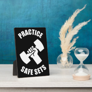 Praktizieren Sie sichere Sets - Fitnessraum-Spaß Fotoplatte