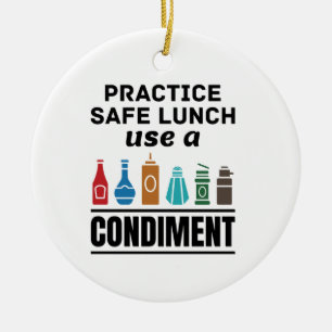 Praktizieren Sie sicheres Mittagessen mit einer Be Keramik Ornament
